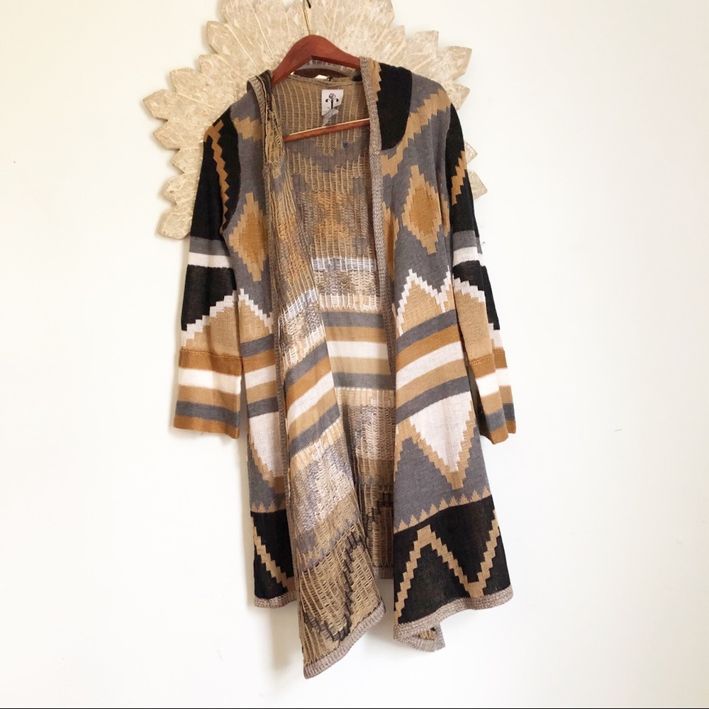 Rain + Rose Long Patterned Cardigan